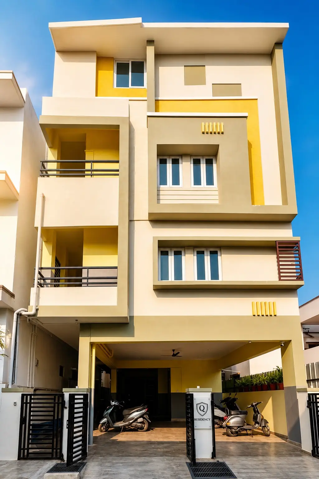 Q Residency building, a men's PG and hostel in Peelamedu, Coimbatore